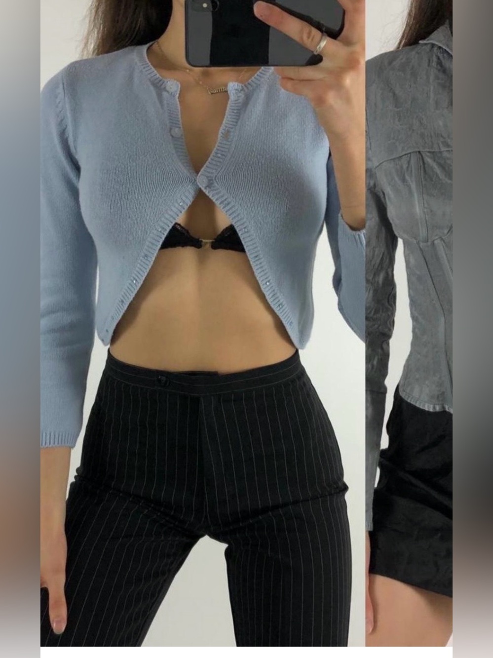 Cropped Light Blue Cardigan